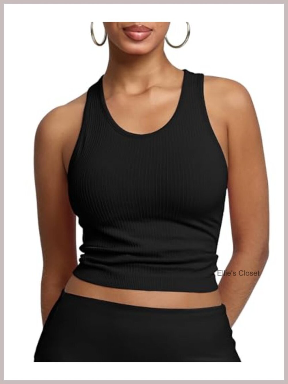 Seamless Racerback Tank Top Built-In Bra Ribbed Stretch Women's Workout Yoga